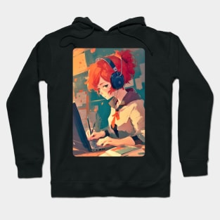 Redhead Anime Programming Girl V 1.04 Hoodie